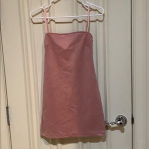Pink suede like lace up back dress